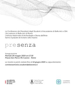 "PRESENZA", un progetto della Conferenza dei Presidenti degli Studenti di Accademie di Belle Arti e ISIA sostenuto dall’Accademia di Belle Arti di Roma