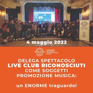 Delega Spettacolo, i Live Club riconosciuti per la loro funzione sociale e culturale