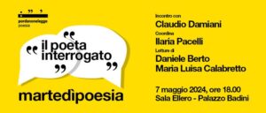 "Martedìpoesia", il quarto appuntamento della rassegna è dedicato a Claudio Damiani